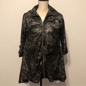 Boho Chic Small Black Smoke Zipper Closure blazer, Good Condition